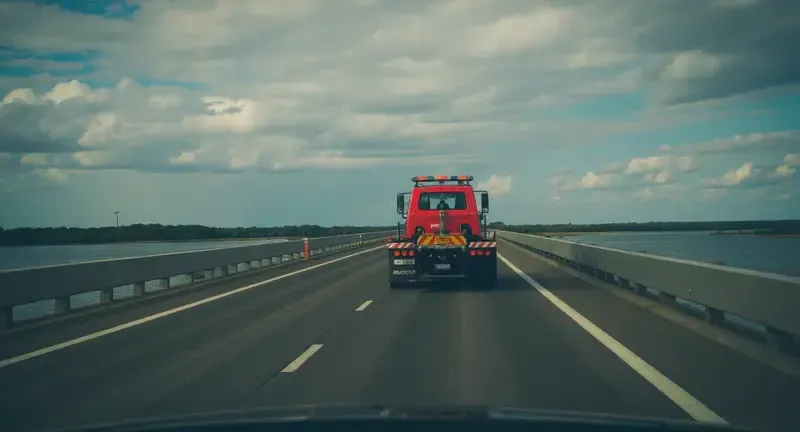 Tow truck responding to a breakdown on the Bay St. Louis Bridge on US-90