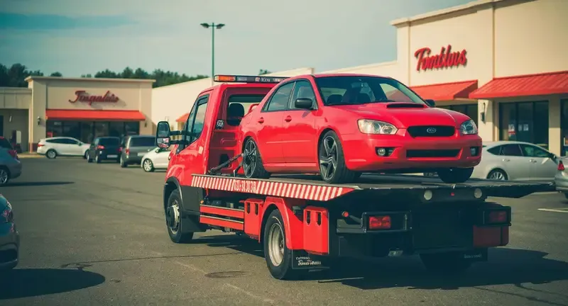Tow truck at the Promenade shopping center in D'Iberville, MS