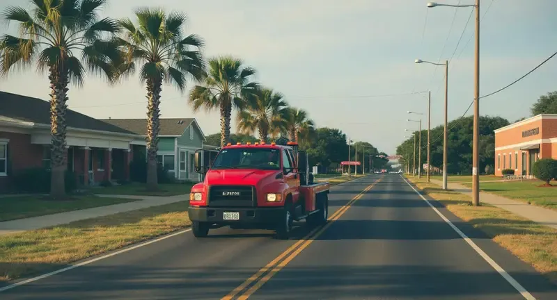 Tow truck near the USM Gulf Park campus in Long Beach, MS